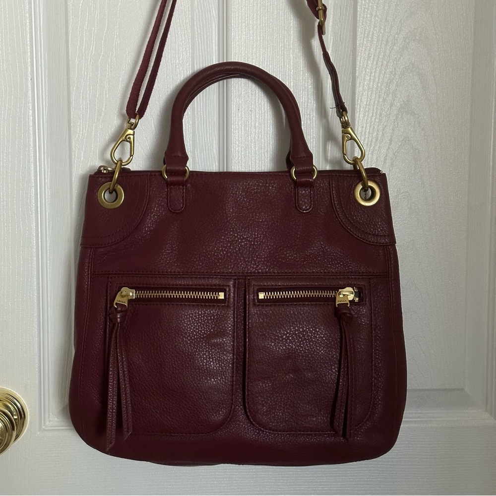 Bag Purse Satchel Fossil burgundy wine color